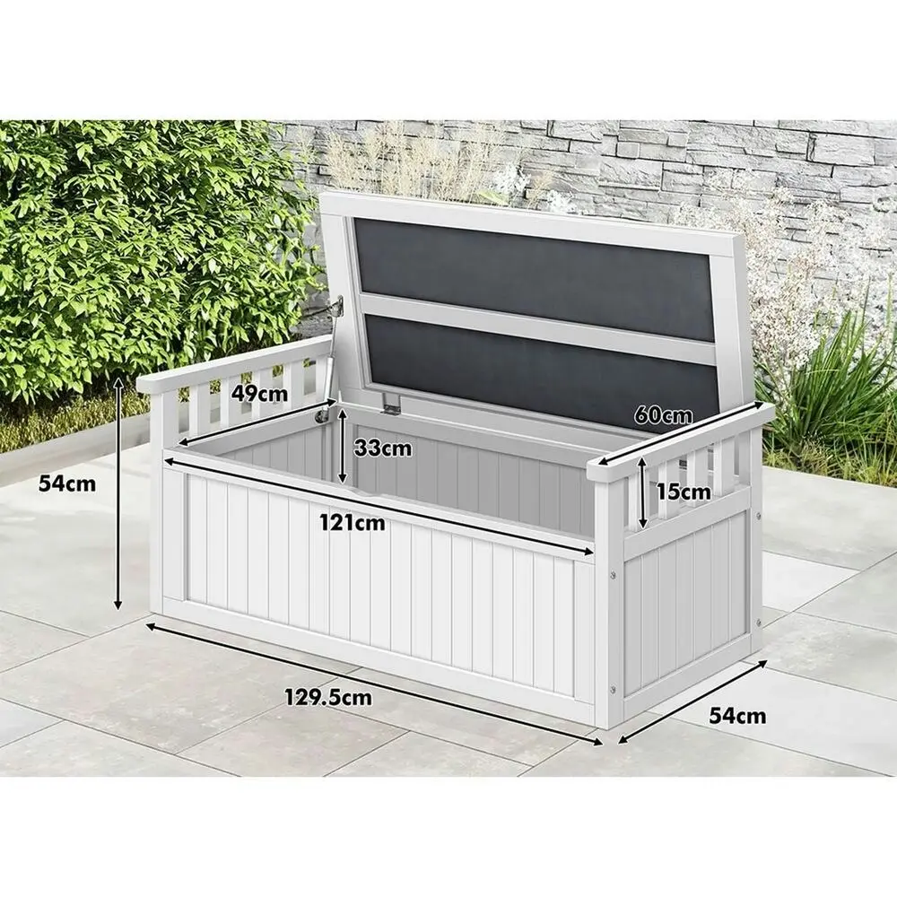 Alfordson Outdoor Storage Box Wooden Bench Chest White XL