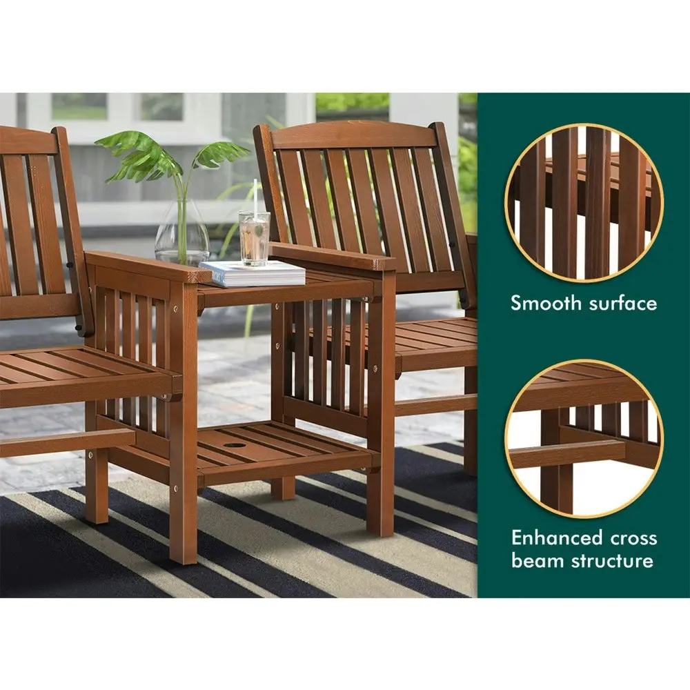 Alfordson Wooden Garden Bench Outdoor Loveseat Patio Brown