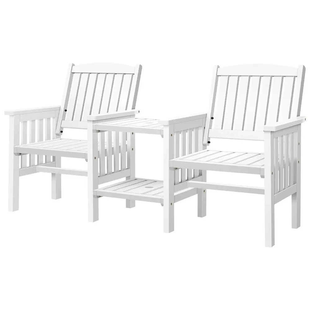 Alfordson Wooden Garden Bench Outdoor Loveseat Patio White