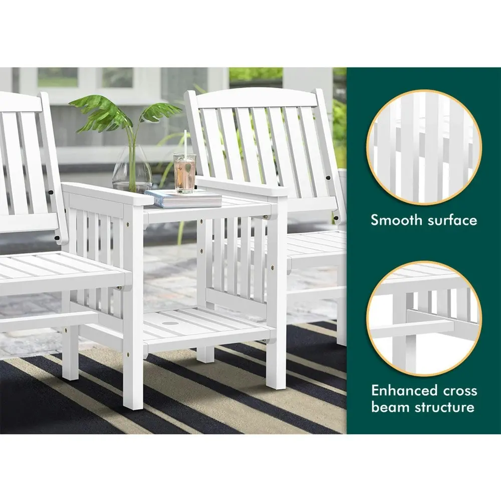 Alfordson Wooden Garden Bench Outdoor Loveseat Patio White