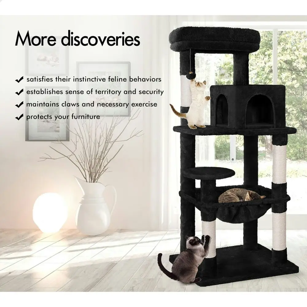 BEASTIE Cat Tree Scratching Post Scratcher Tower Condo House Furniture Wood 143 Black