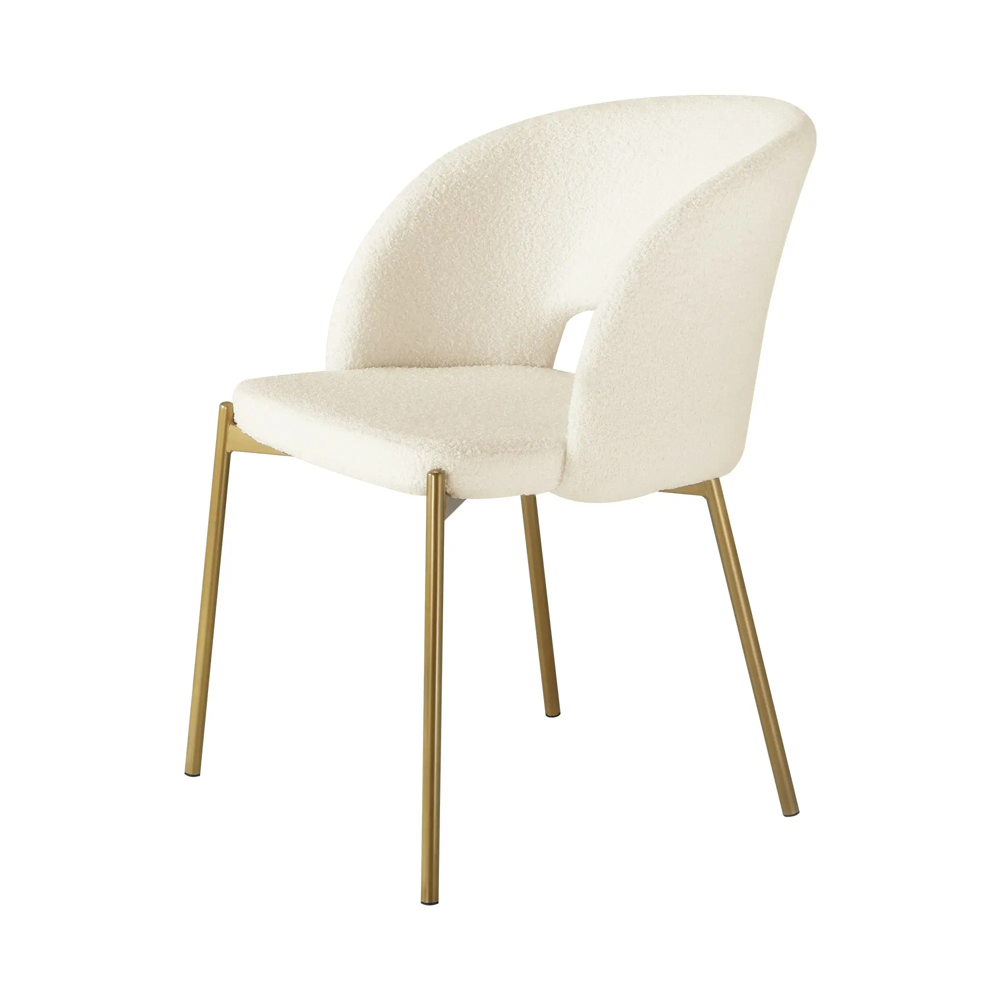 Oikiture 2x Armchair Dining Chair Accent Chairs Tub Armchairs Sherpa White&Gold