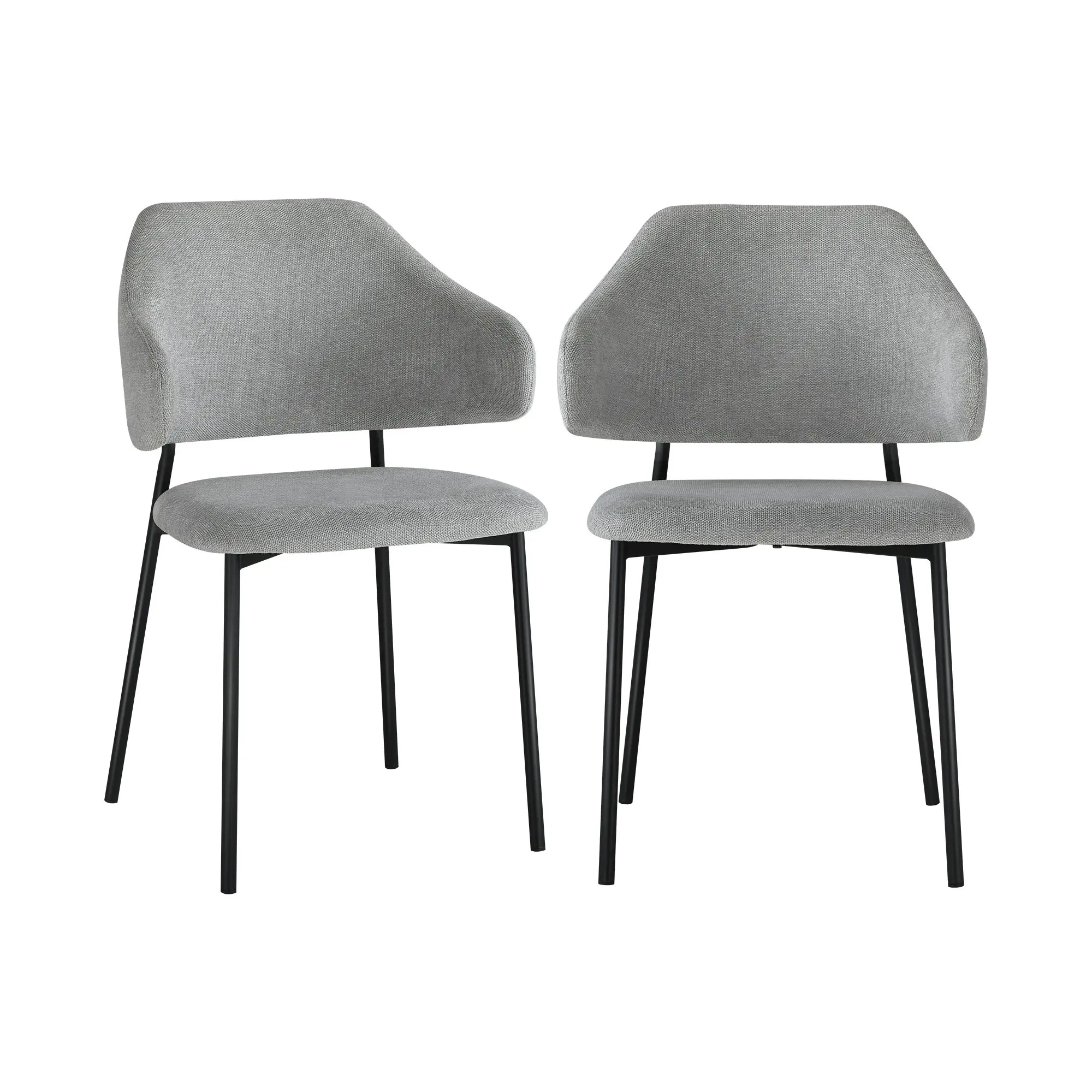 Oikiture 2PC Armchair Dining Chair Accent Chairs Tub Armchairs Fabric Grey&Black