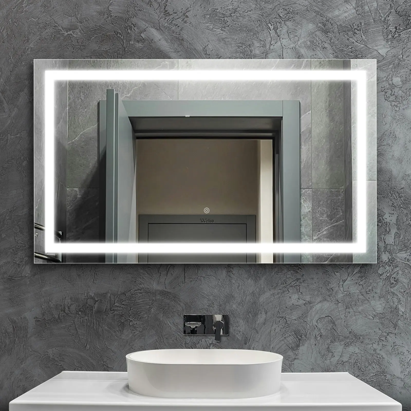 Welba LED Rectangle Bathroom Mirror Anti-fog Makeup Wall Mirrors 1200x700mm