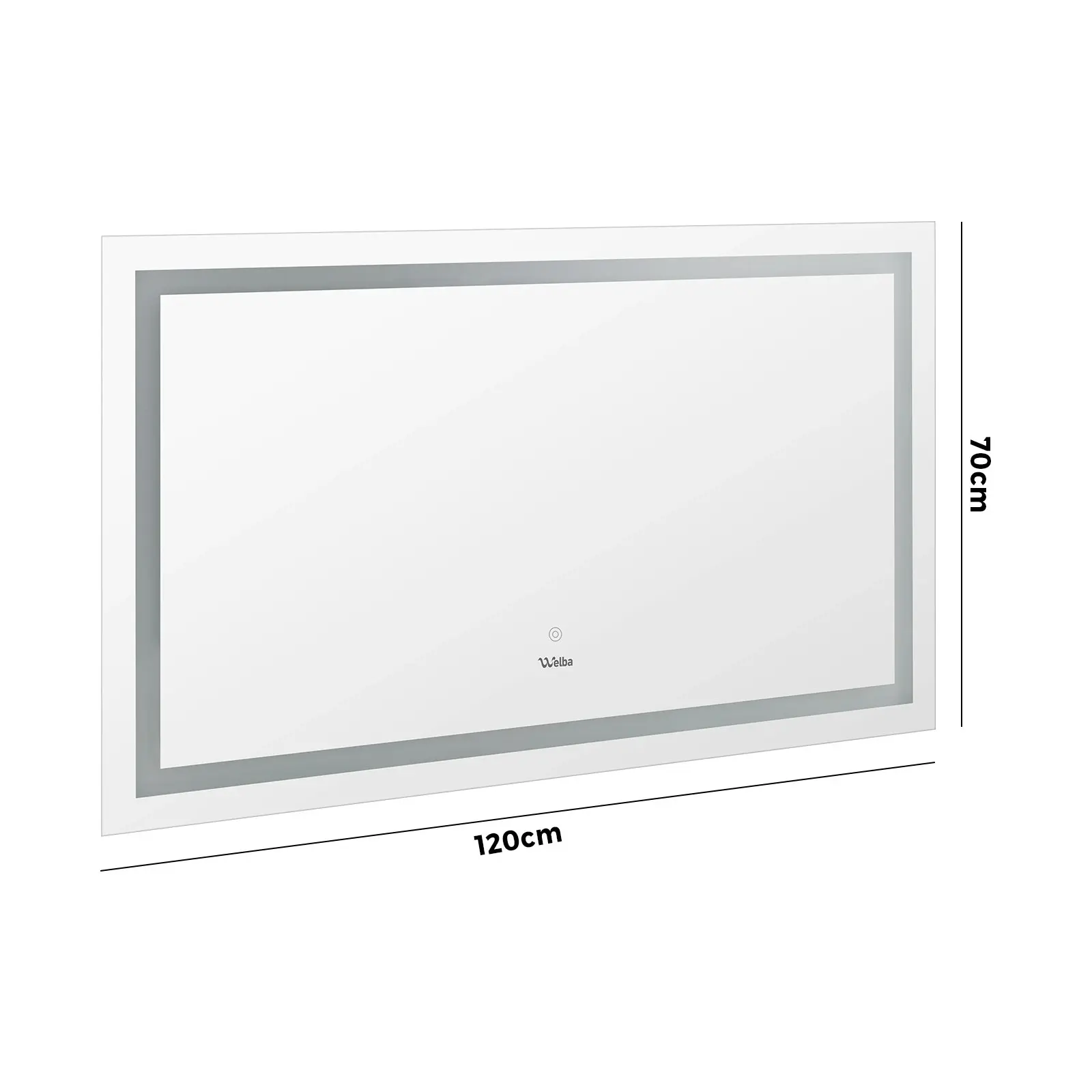 Welba LED Rectangle Bathroom Mirror Anti-fog Makeup Wall Mirrors 1200x700mm