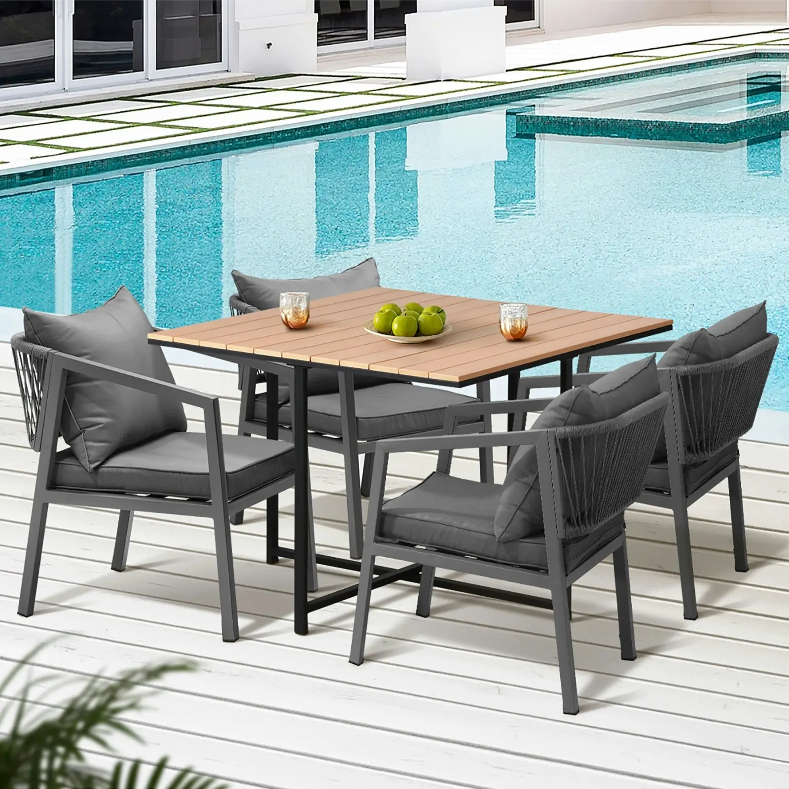 Livsip 4 Seater Outdoor Dining Set Patio Furniture Garden Table Chairs Setting