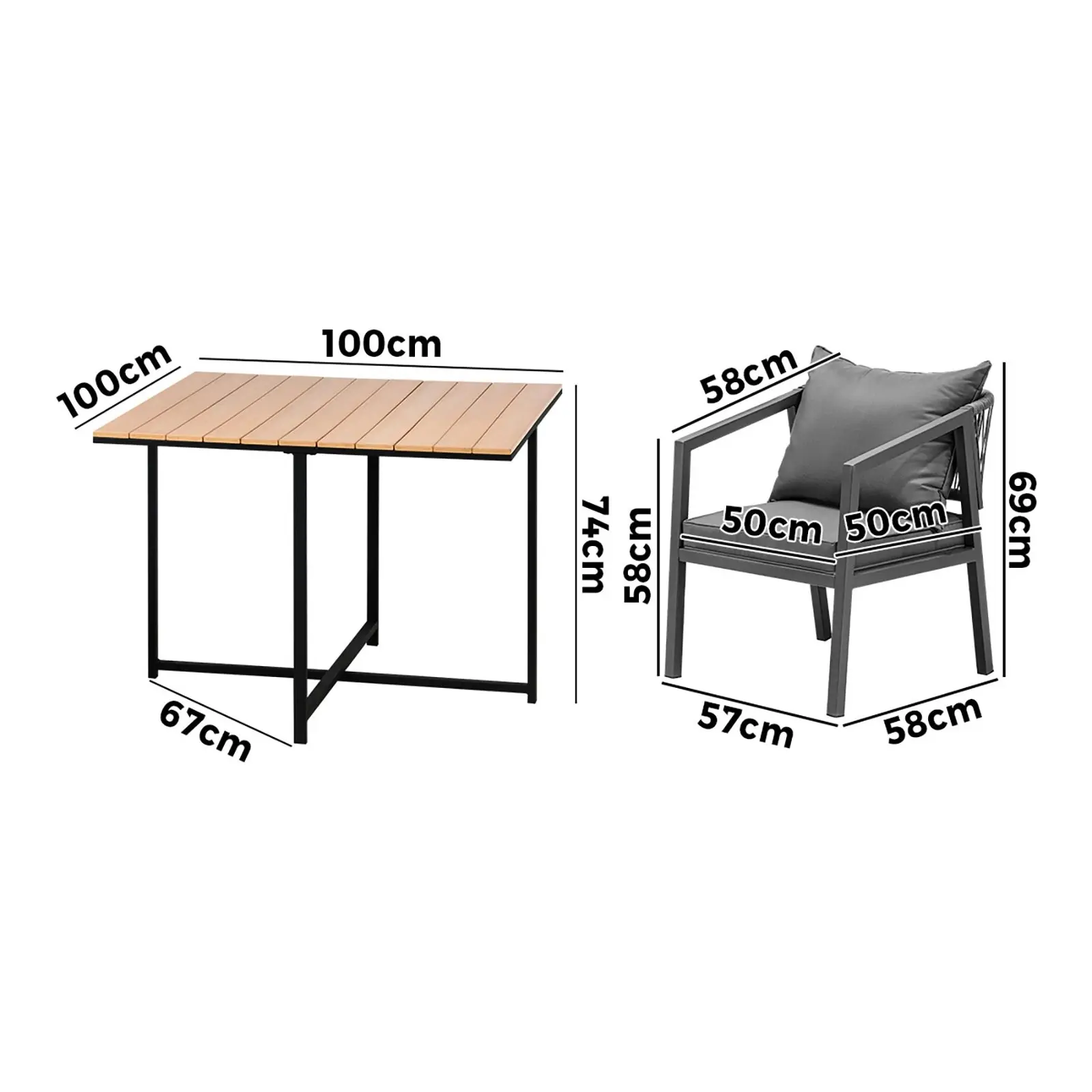 Livsip 4 Seater Outdoor Dining Set Patio Furniture Garden Table Chairs Setting