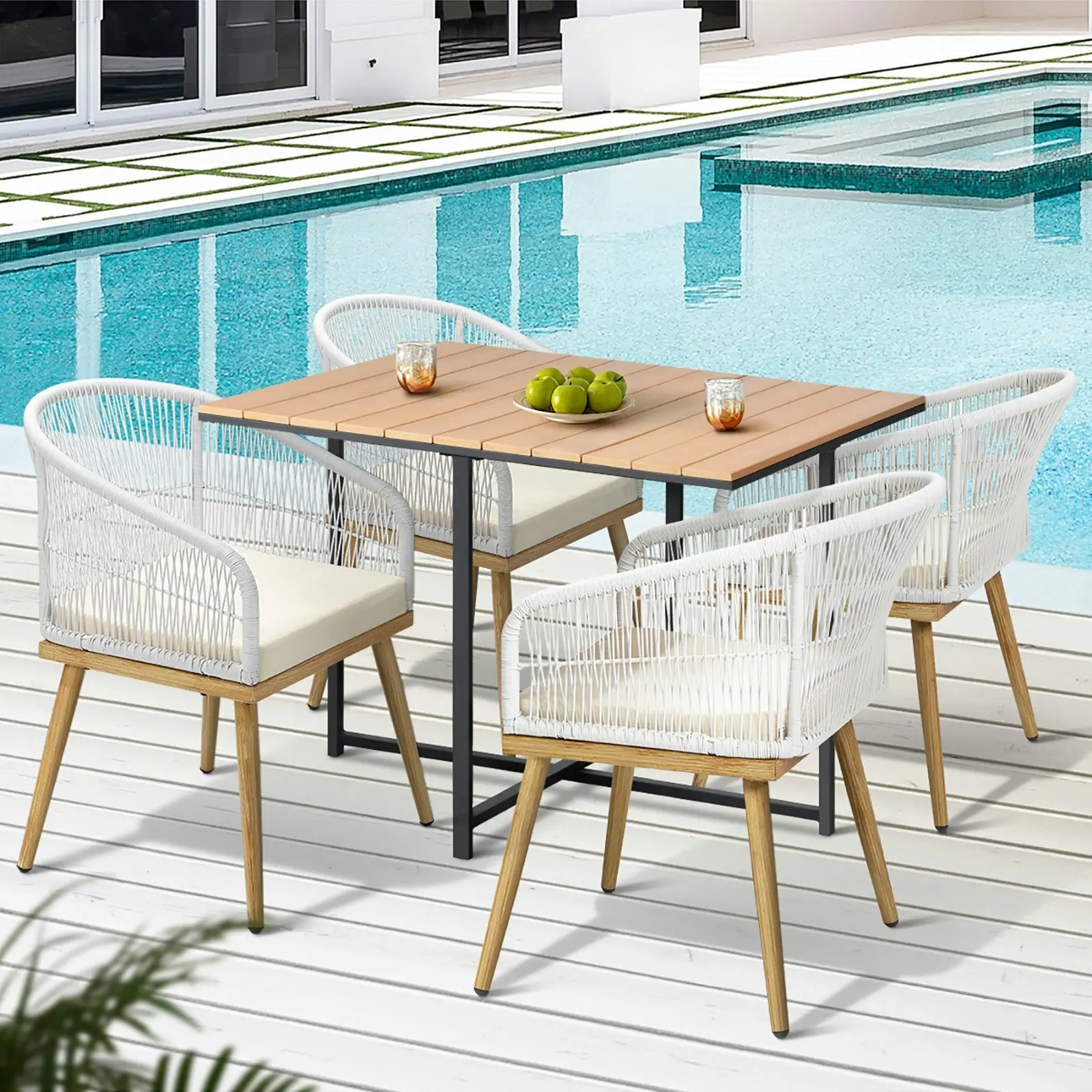 Livsip Outdoor Dining Set Furniture Table Chairs Patio Bistro Setting 5 Piece