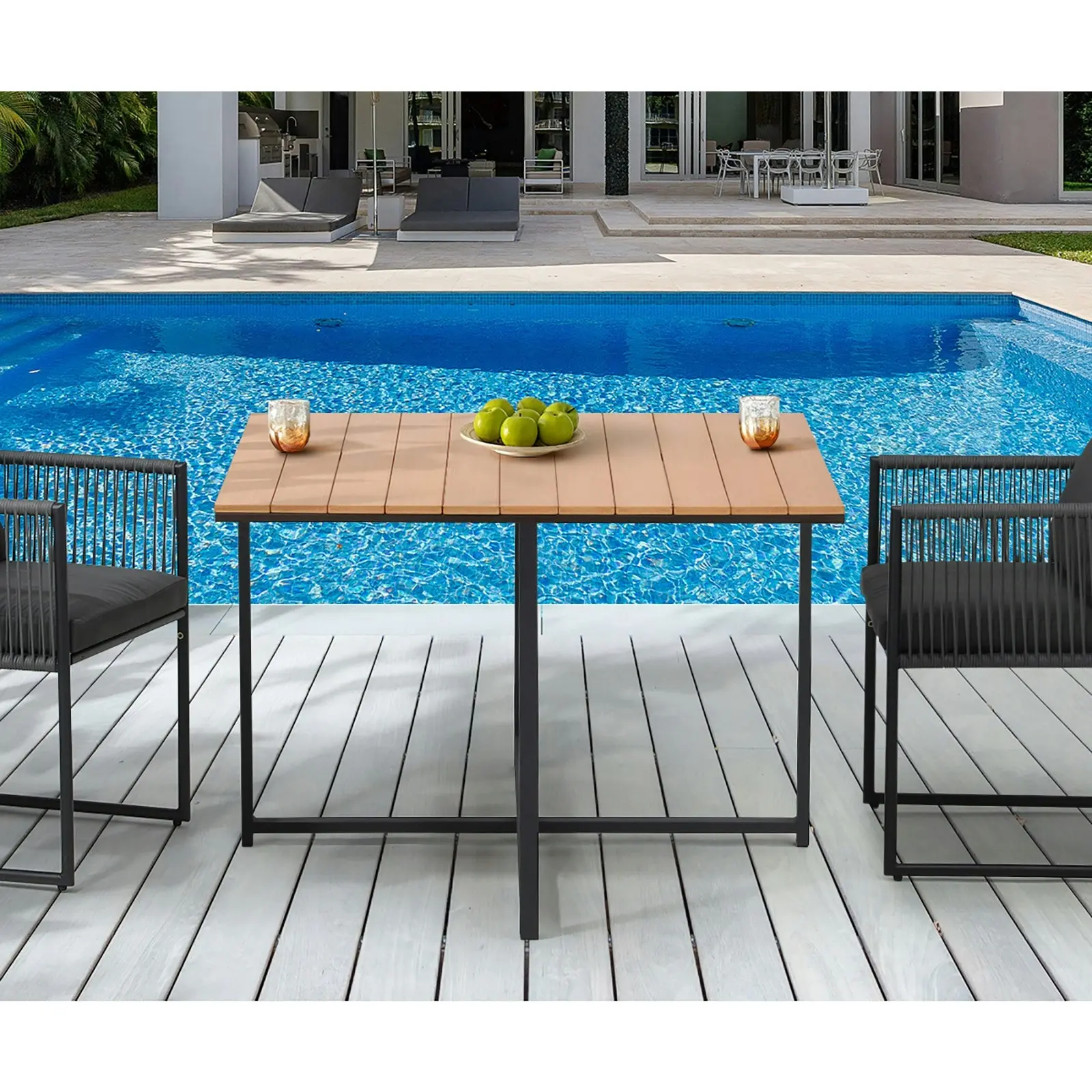 Livsip Outdoor Dining Table Furniture Lounge Patio Garden Setting Wood-Plastic