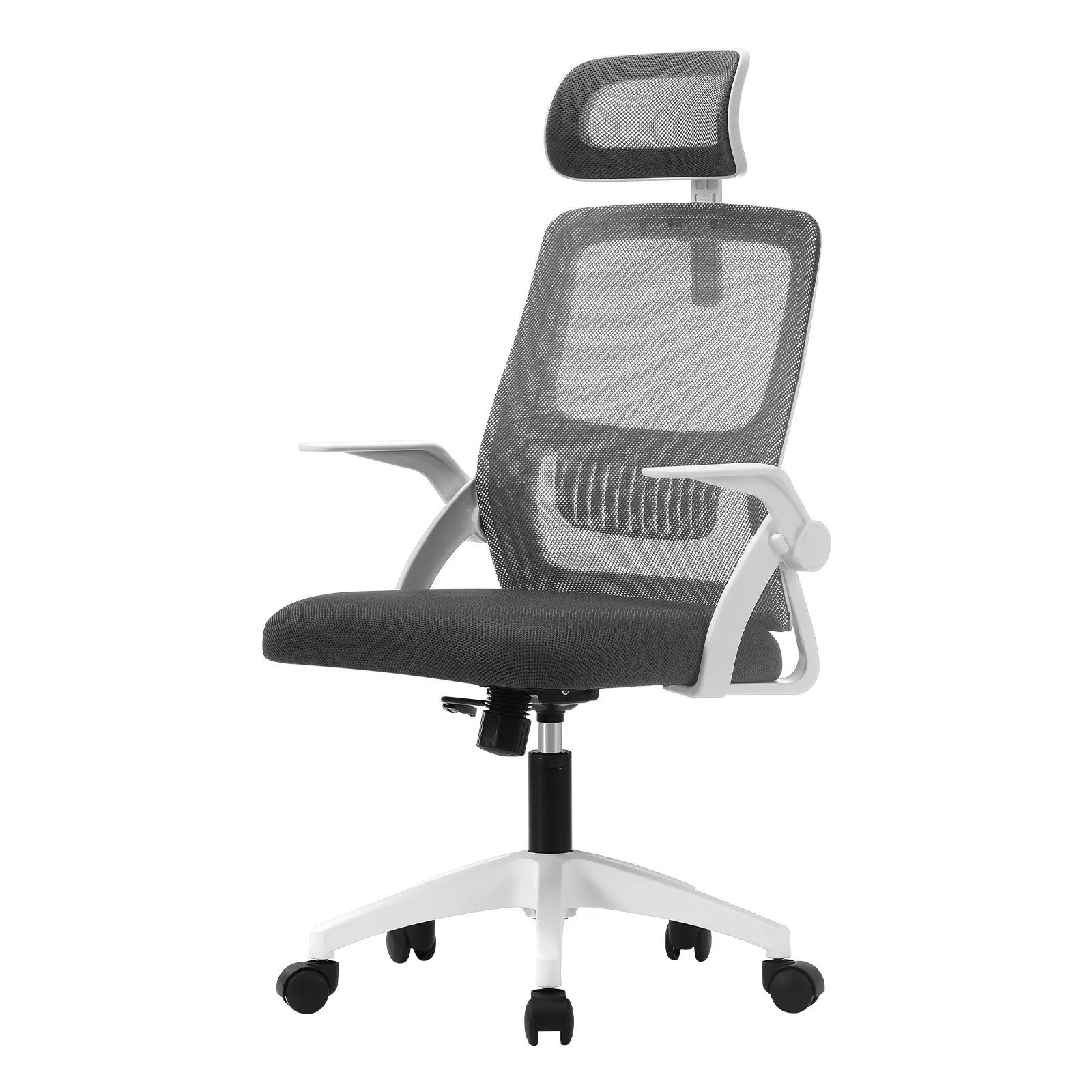 Oikiture Mesh Office Chair Executive Fabric Gaming Seat Racing Computer Dark Grey&White