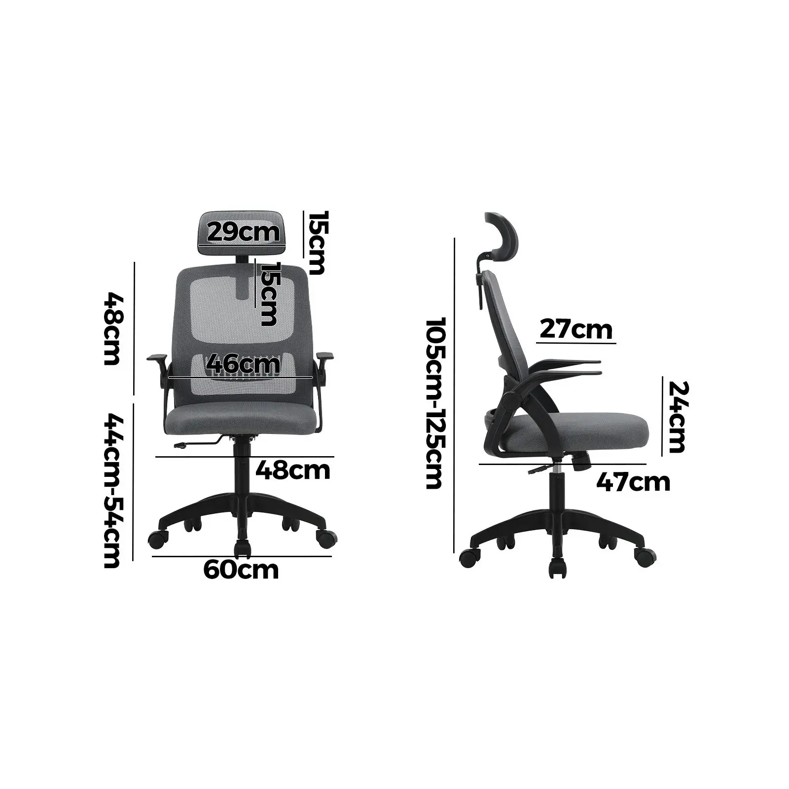 Oikiture Mesh Office Chair Executive Fabric Gaming Seat Racing Computer Dark Grey&Black