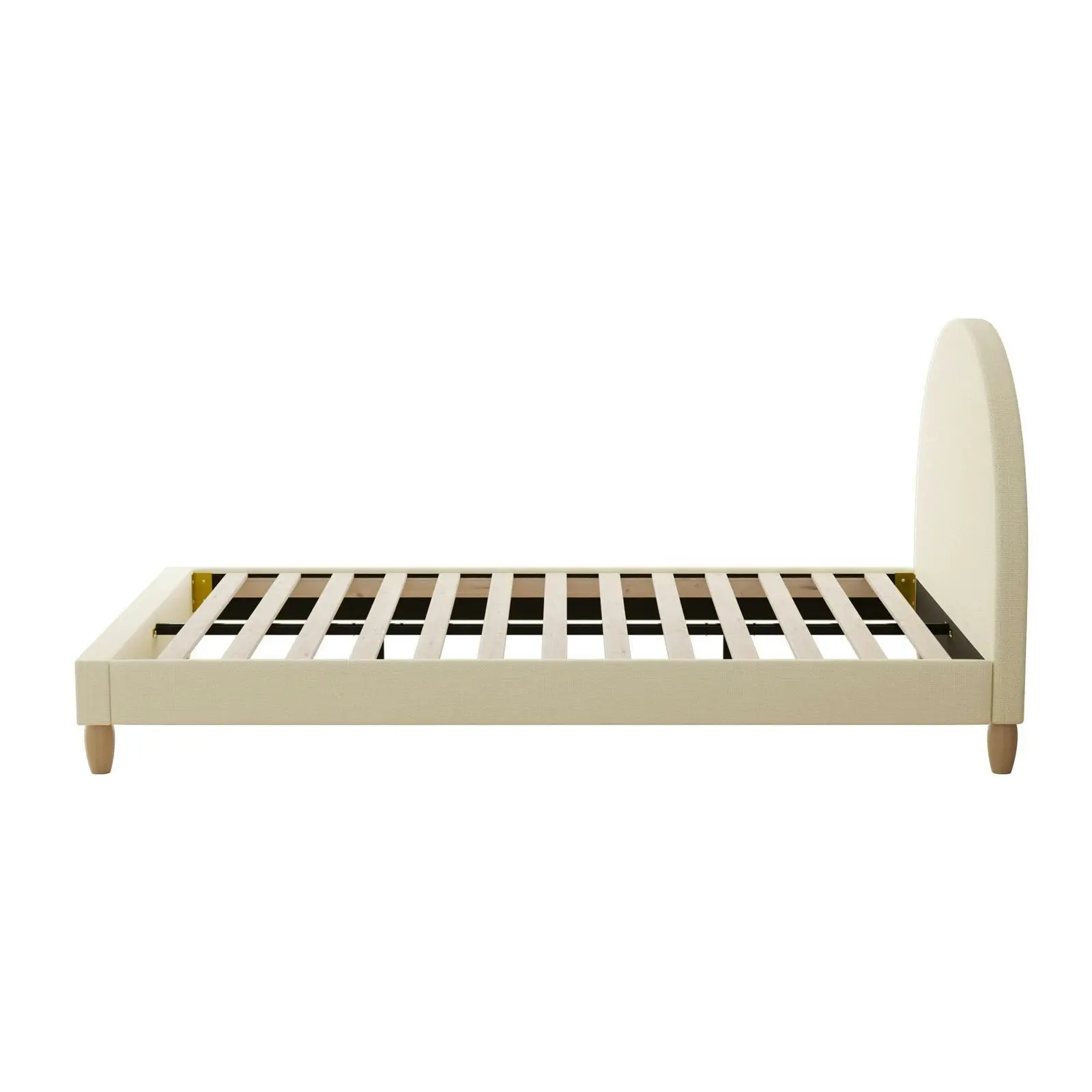 Oikiture Bed Frame King Single Size Beige Fabric Arched Beds Platform