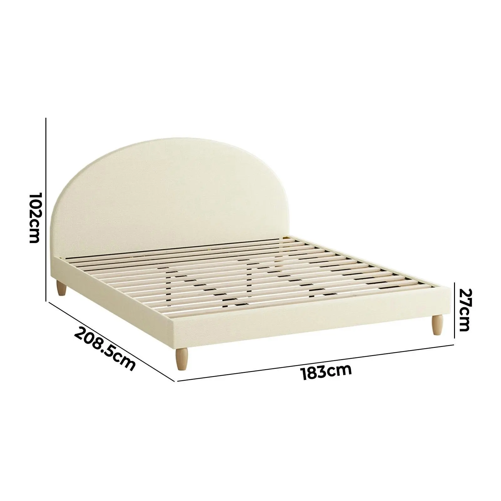 Oikiture Bed Frame King Size Beige Fabric Arched Beds Platform