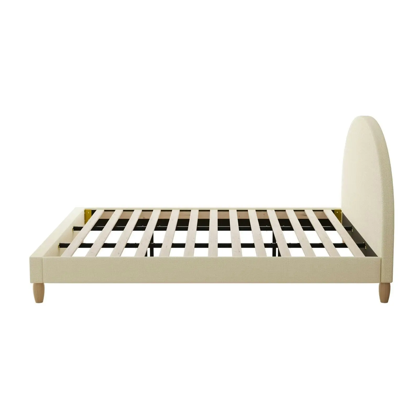 Oikiture Bed Frame King Size Beige Fabric Arched Beds Platform