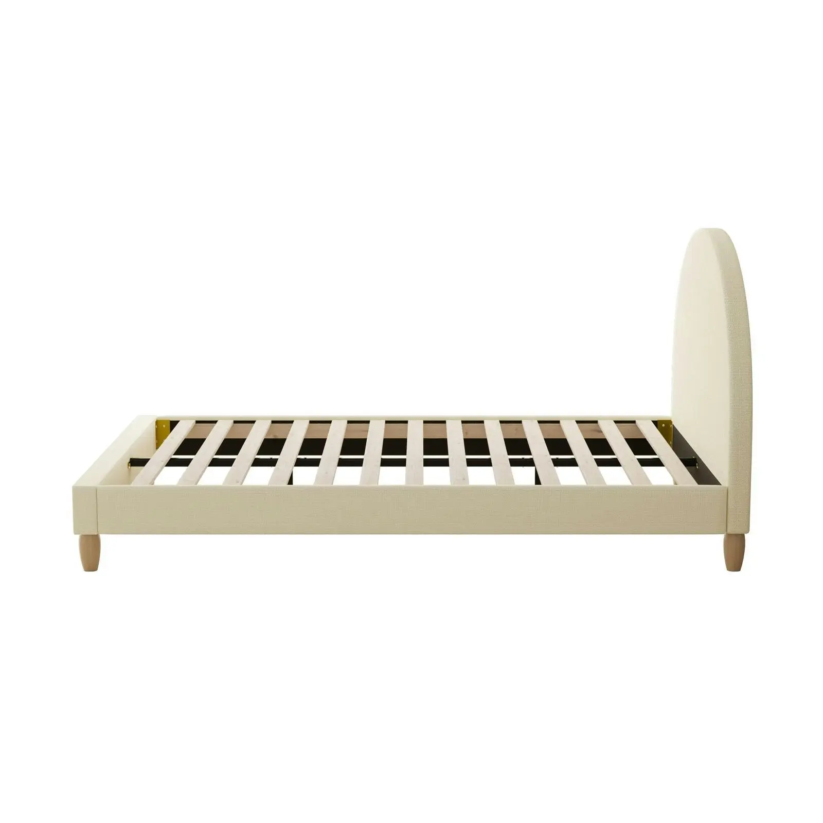 Oikiture Bed Frame Double Size Beige Fabric Arched Beds Platform