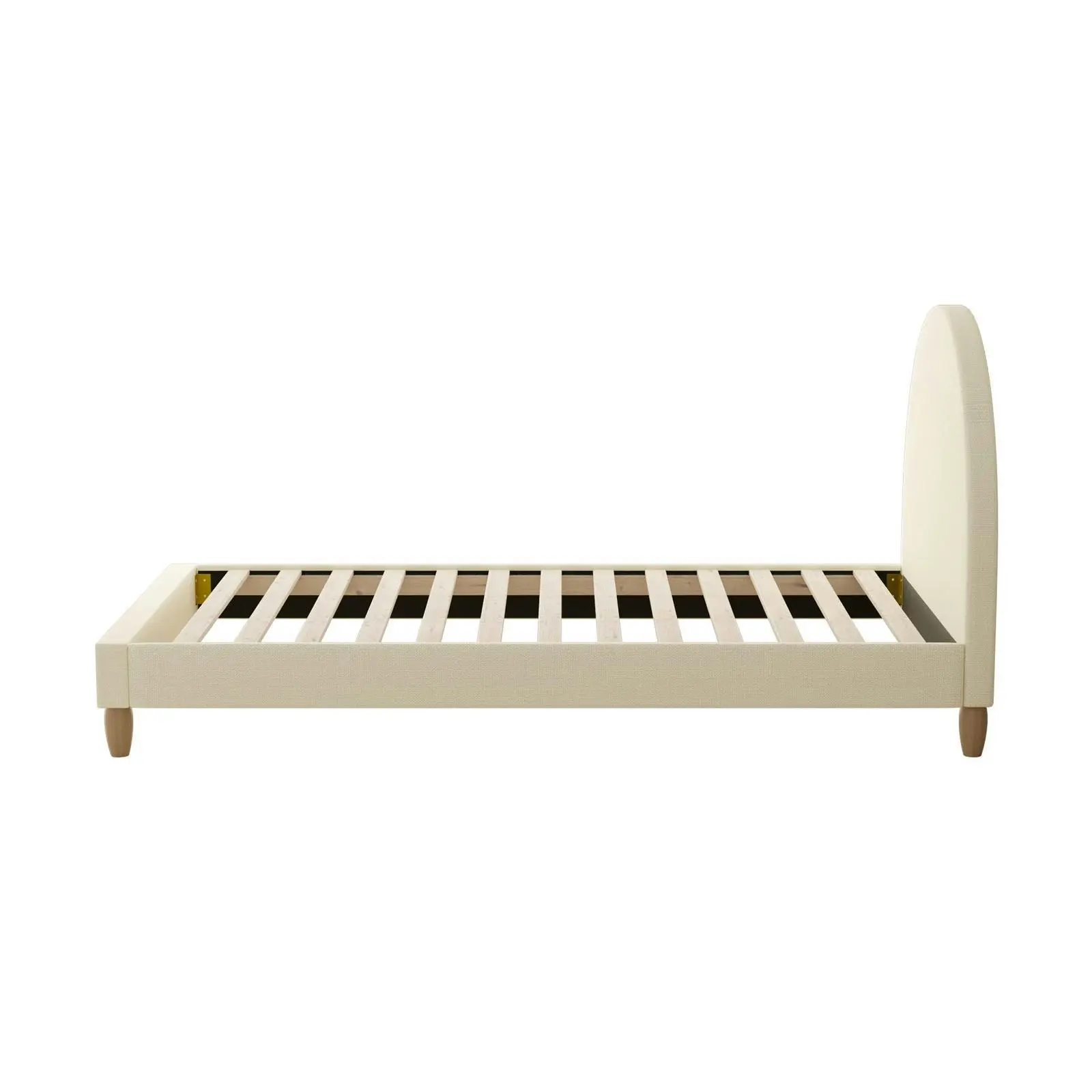 Oikiture Bed Frame Single Size Beige Fabric Arched Beds Platform