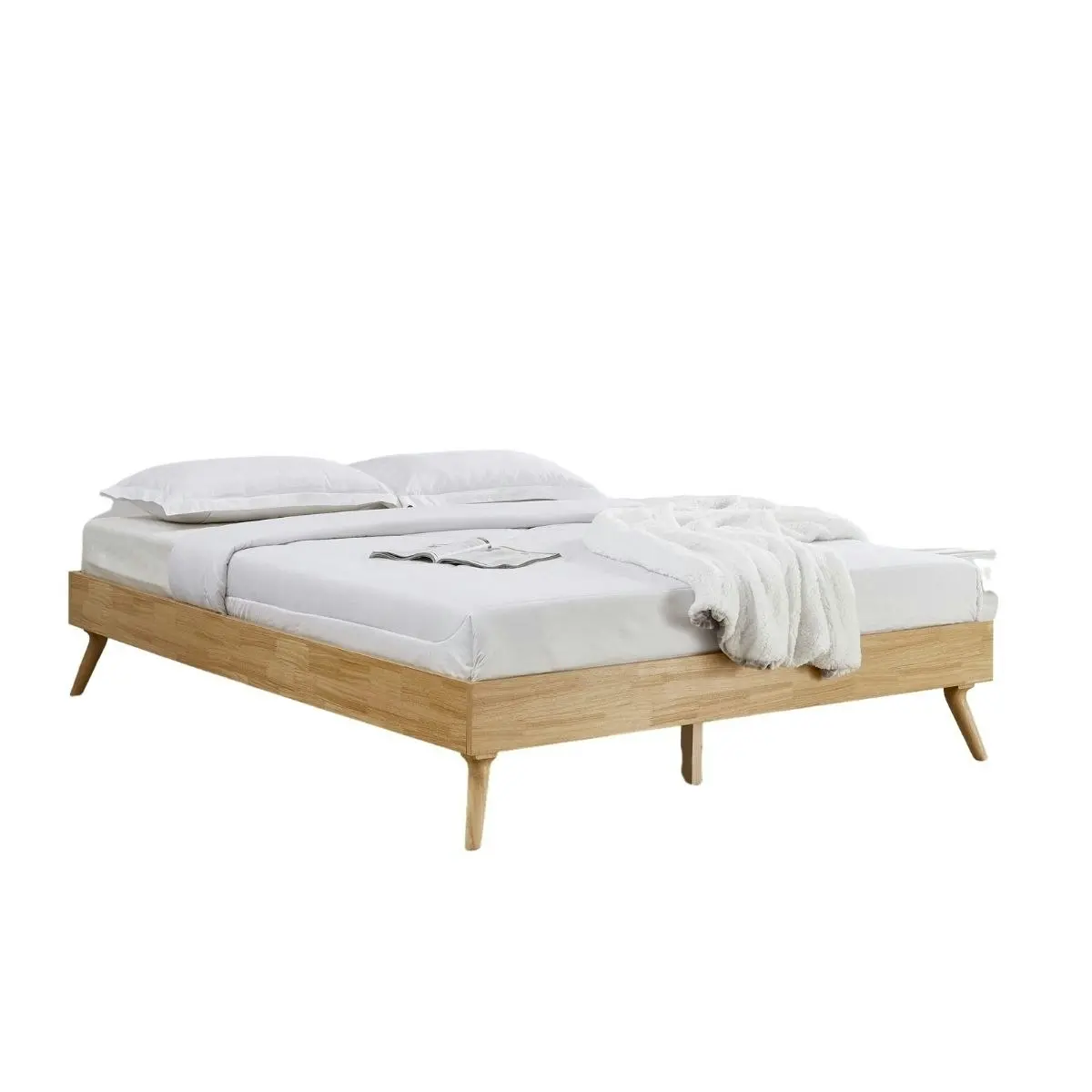 Natural Oak Ensemble Bed Frame Wooden Slat