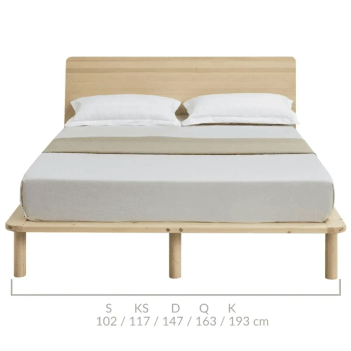 Natural Solid Wood Bed Frame Bed Base with Headboard