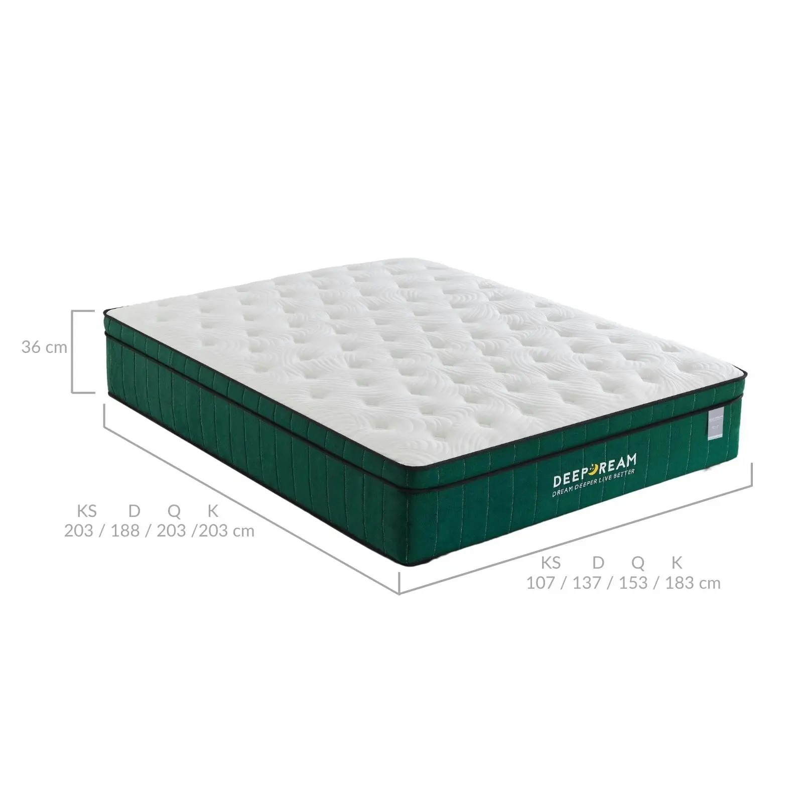 Green Tea Cool Gel Memory Foam Mattress 36cm 5 Zone