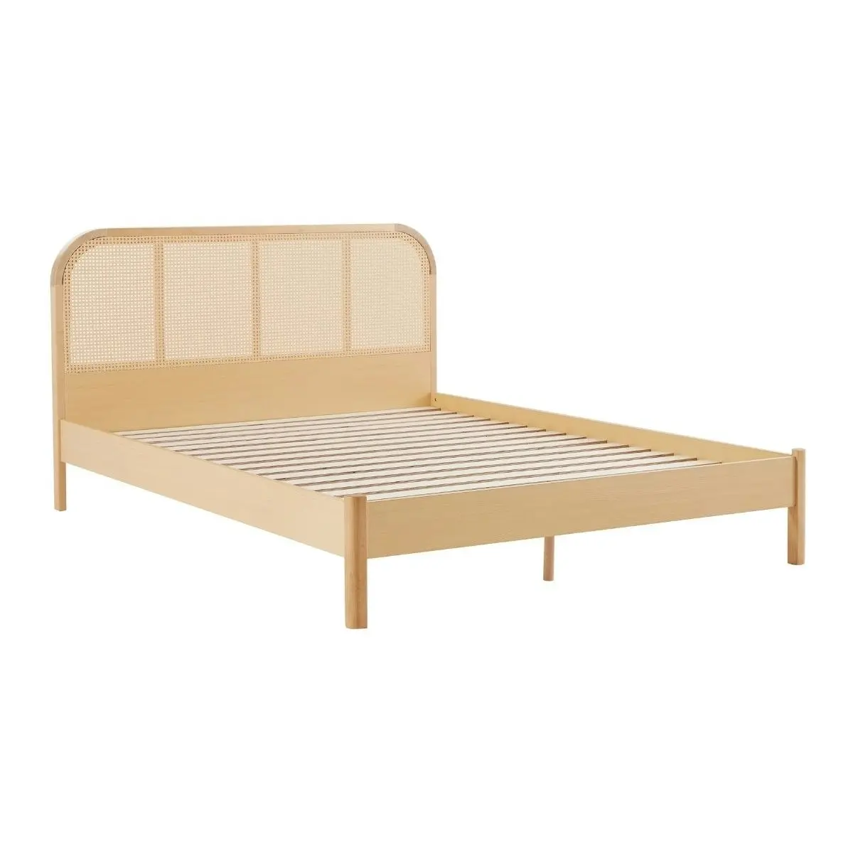 Lulu Bed Frame with Curved Rattan Bedhead