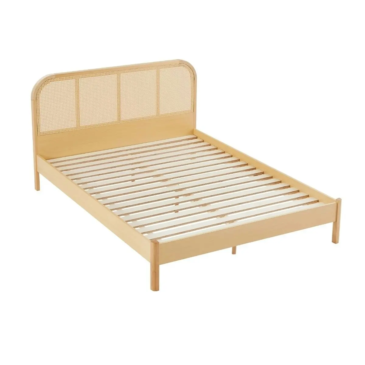 Lulu Bed Frame with Curved Rattan Bedhead