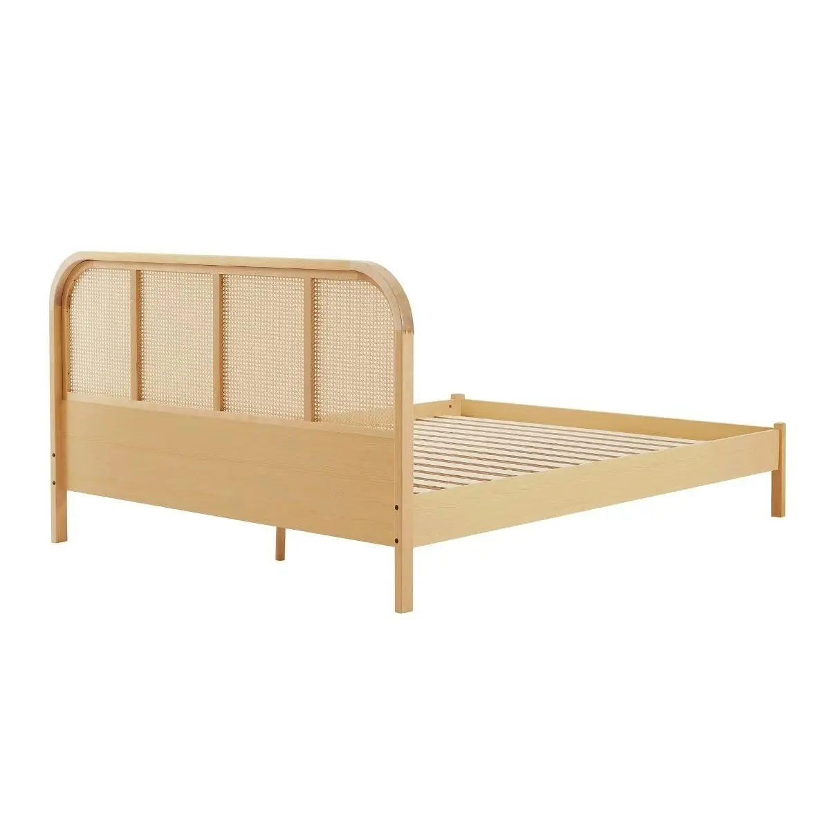 Lulu Bed Frame with Curved Rattan Bedhead