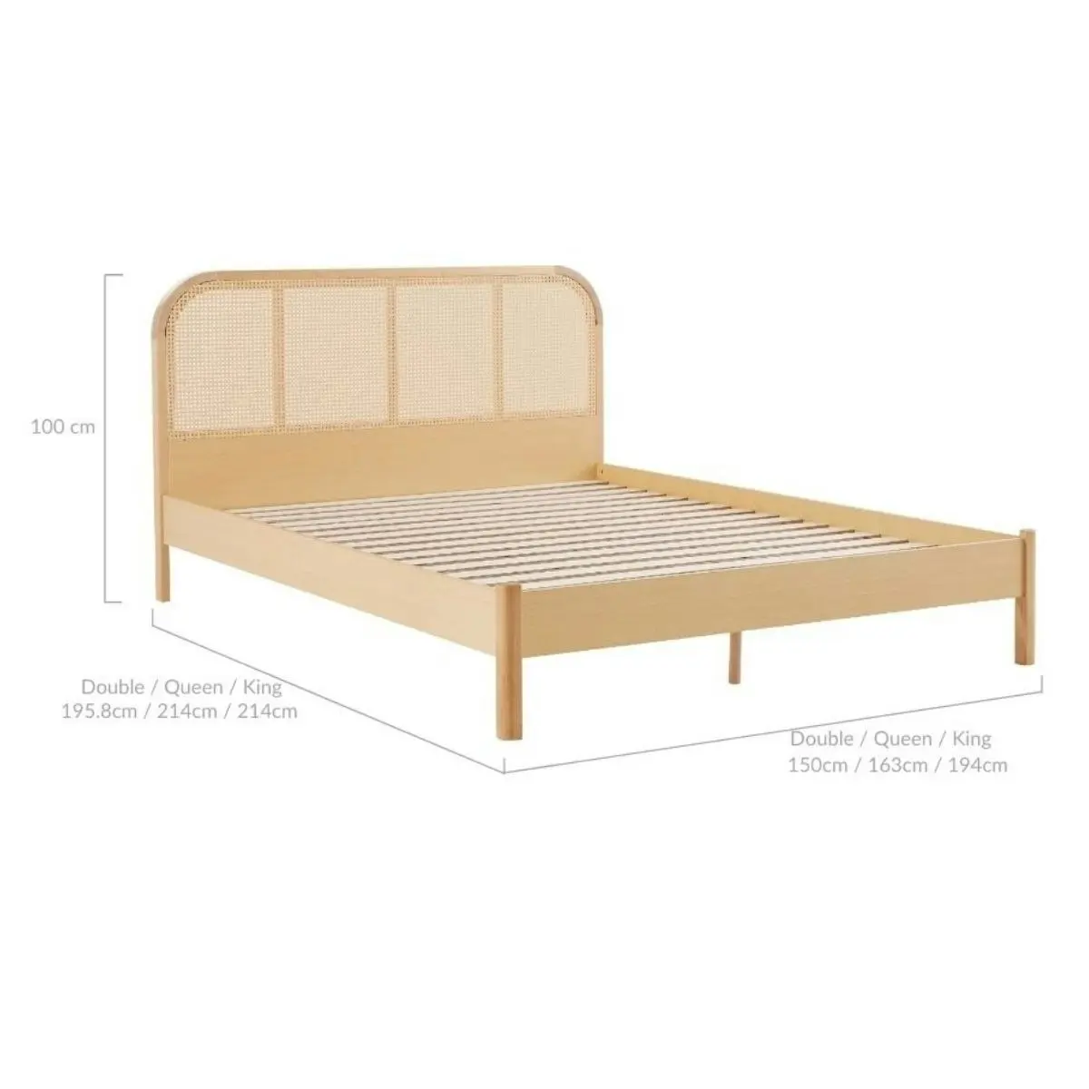 Lulu Bed Frame with Curved Rattan Bedhead