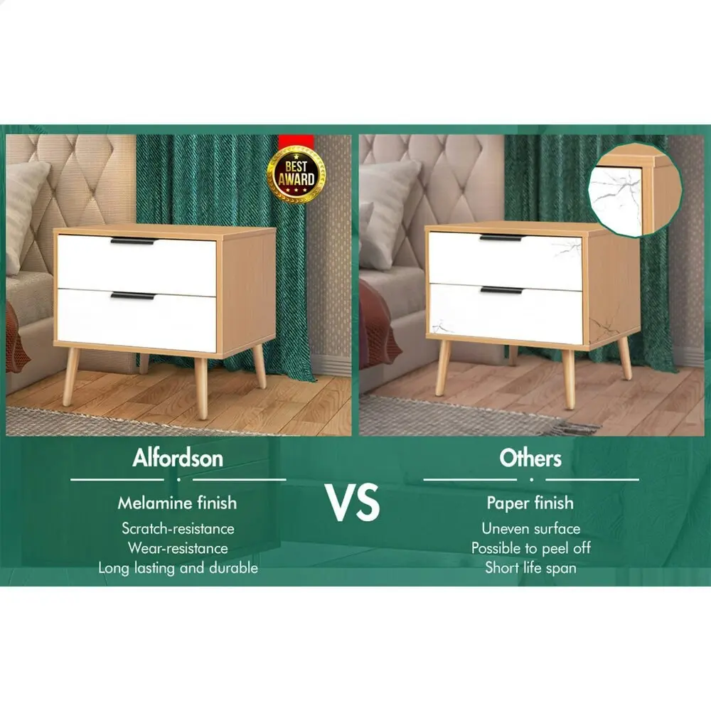 Alfordson Bedside Table Scandinavian Wood White