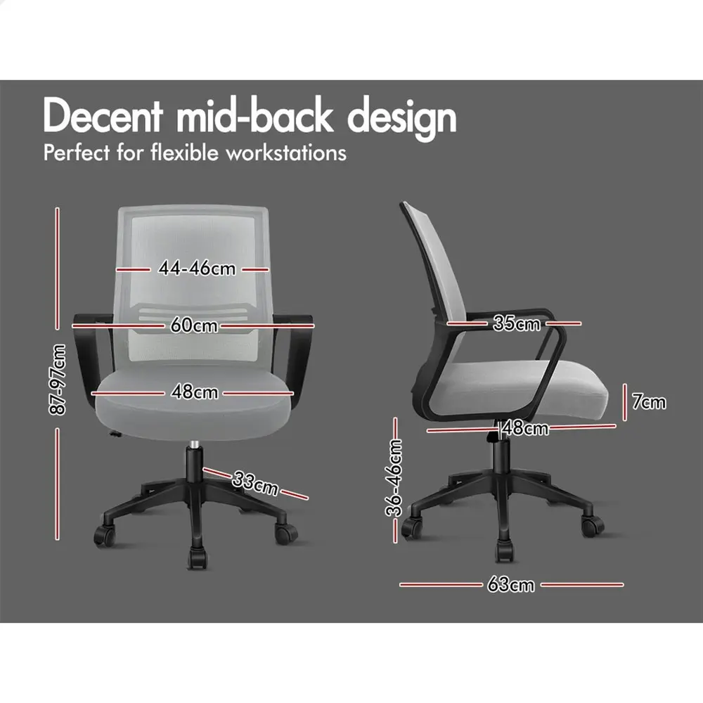 Alfordson Mesh Mid Back Office Chair Grey Black