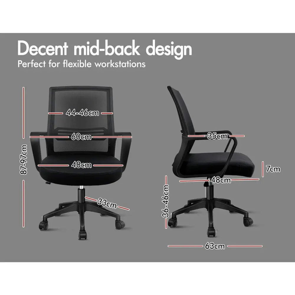 Alfordson Mesh Mid Back Office Chair All Black