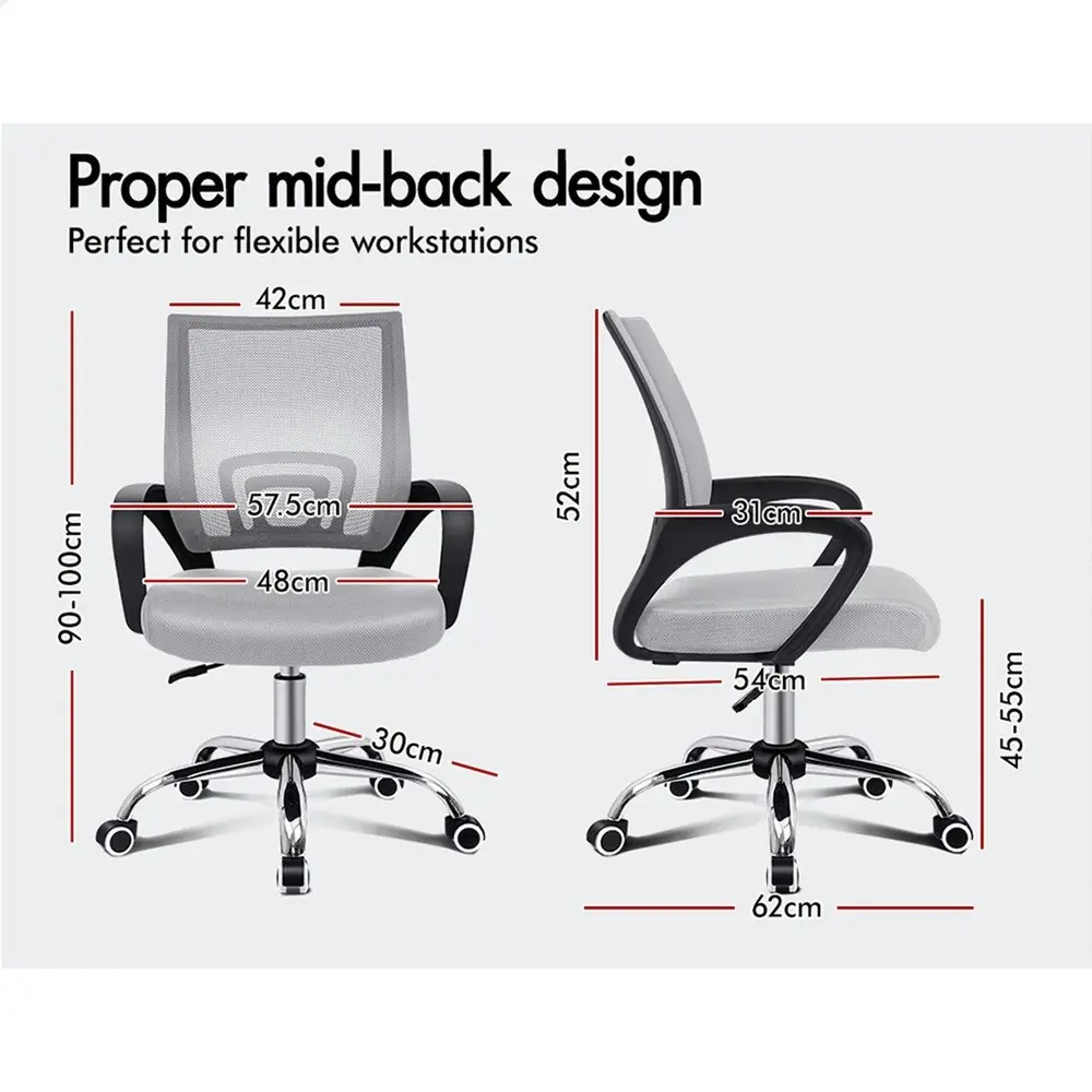 Alfordson Mesh Office Chair Mid Back Black Grey