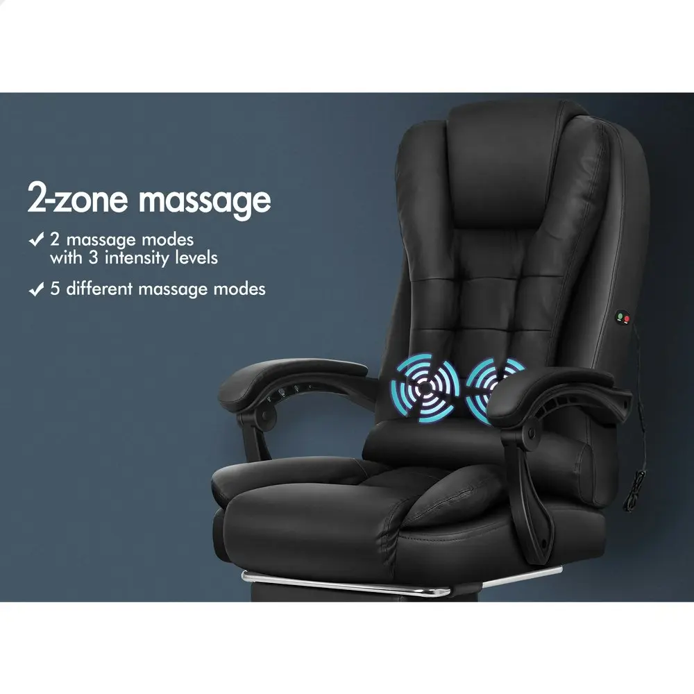 Alfordson Massage Office Chair Lumbar PU Leather Seat Black