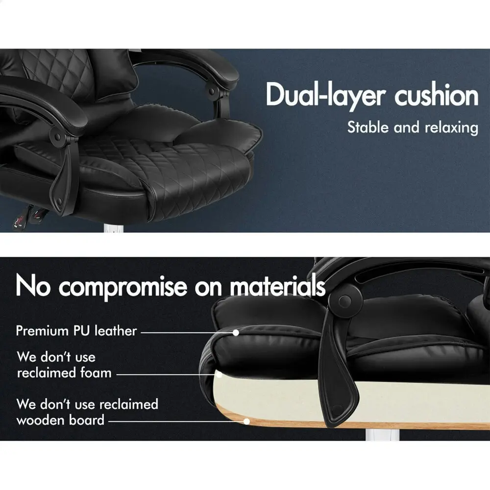 Alfordson Massage Office Chair PU Leather Seat Black