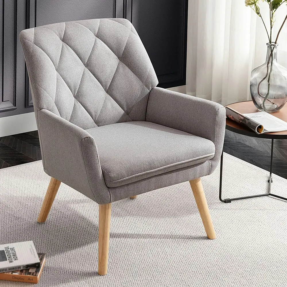 Furb Armchair Lounge Chair Upholstered Accent Chairs Thick Seat Cushion Grey