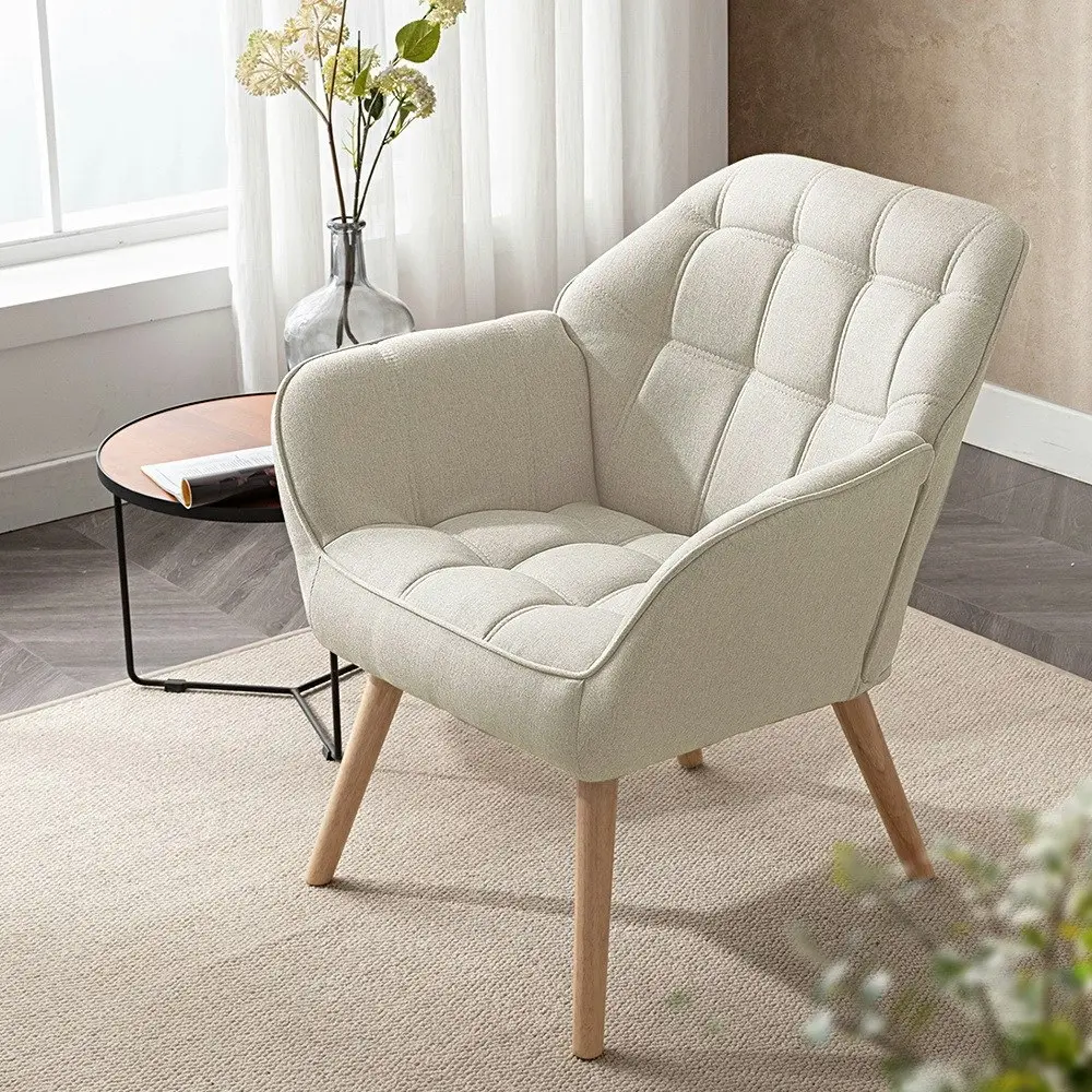 Furb Armchair Lounge Chair Upholstered Accent Chairs Recliner Thick Pad Beige