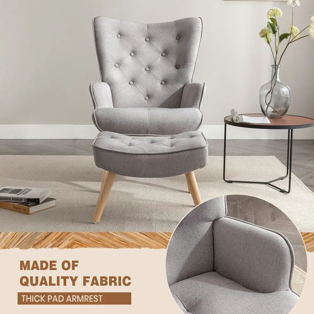 Furb Armchair Lounge Chair Upholstered Accent Chairs With Ottoman Grey