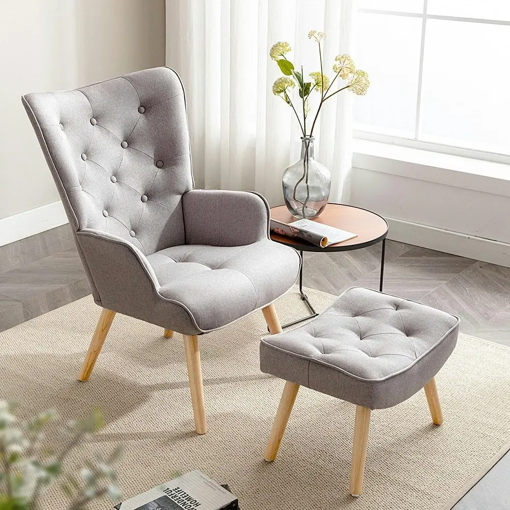 Furb Armchair Lounge Chair Upholstered Accent Chairs With Ottoman Grey