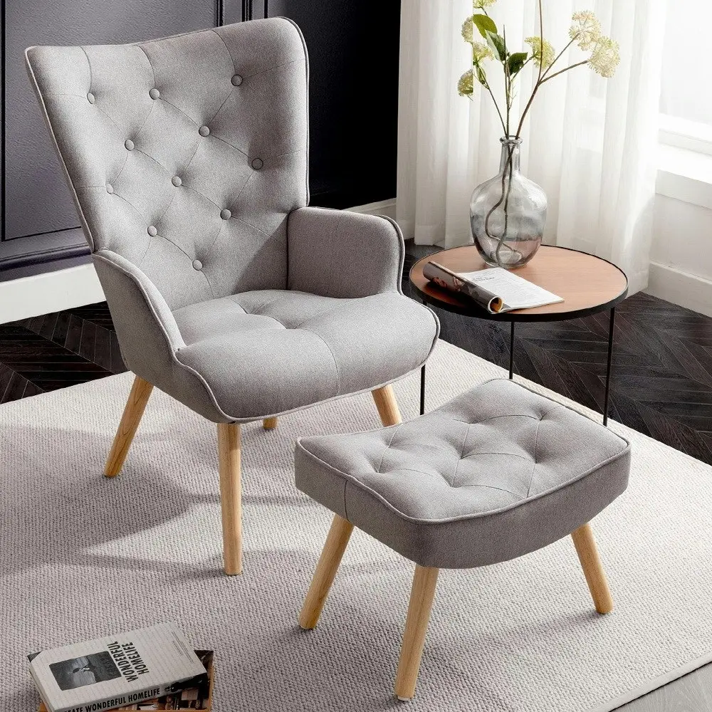 Furb Armchair Lounge Chair Upholstered Accent Chairs With Ottoman Grey