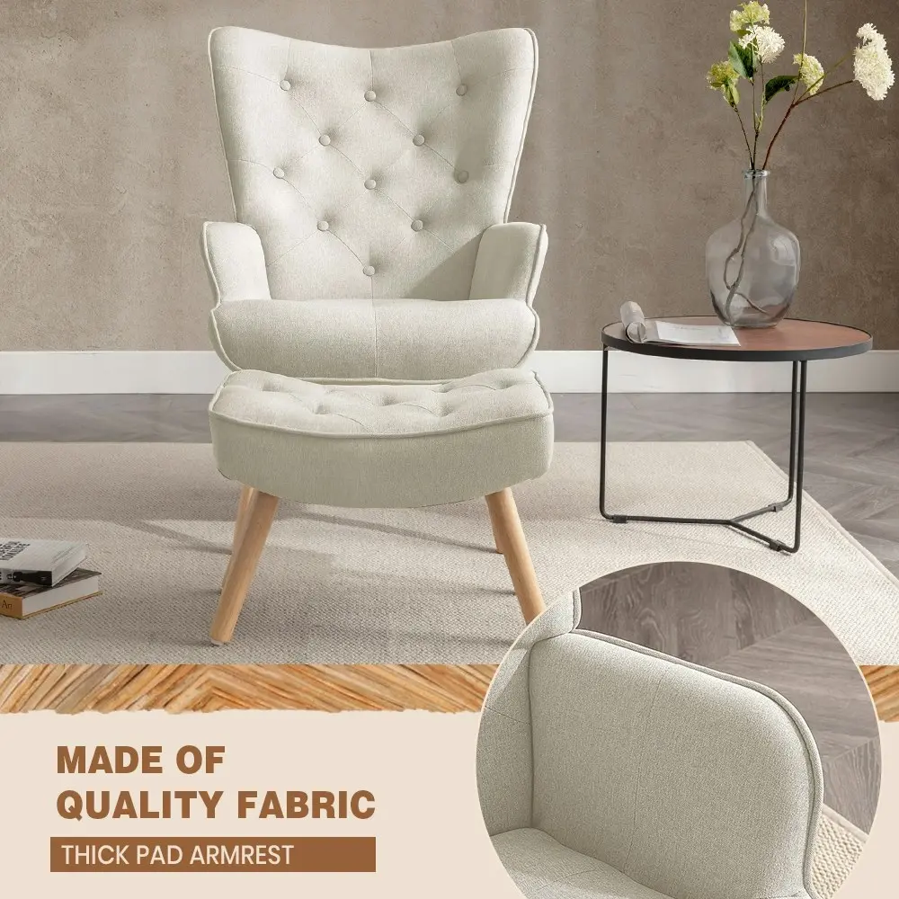 Furb Armchair Lounge Chair Upholstered Accent Chairs With Ottoman Beige