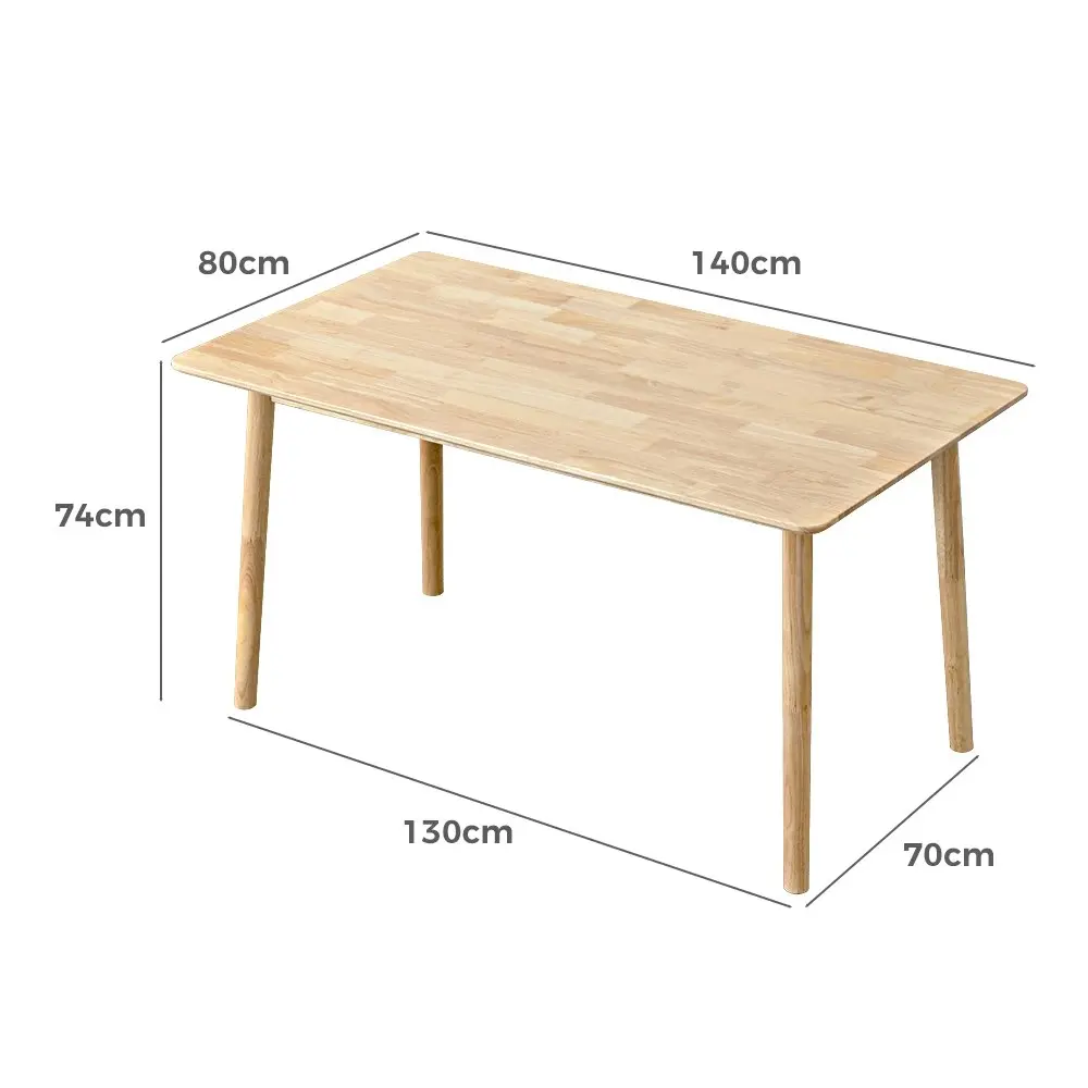 Furb Dining Table Wooden Frame Rectangle Kitchen Modern Natural Oak 140x80cm