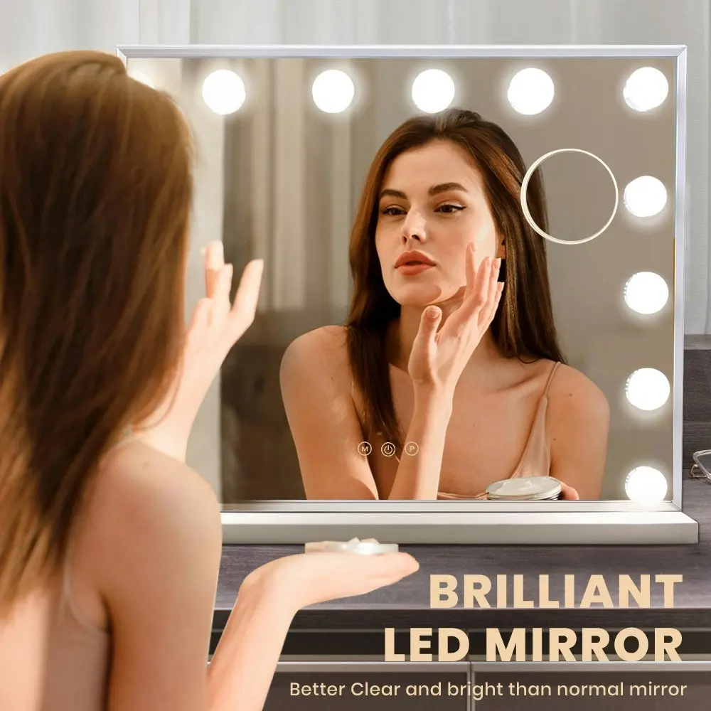 Simplus LED Makeup Mirror Hollywood Light Stand Wall Mounted Vanity Mirrors Decor Dimmable 12 Bulbs