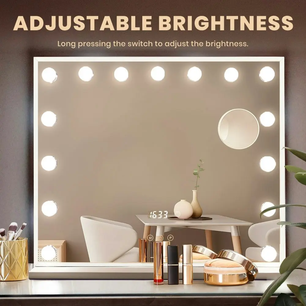 Simplus LED Makeup Mirror Hollywood Light Stand Wall Mounted Vanity Mirrors Decor Dimmable 14 Bulbs