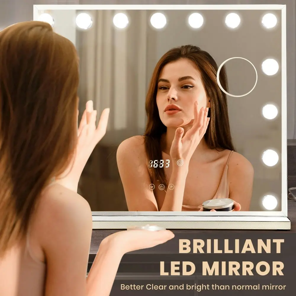 Simplus LED Makeup Mirror Hollywood Light Stand Wall Mounted Vanity Mirrors Decor Dimmable 14 Bulbs