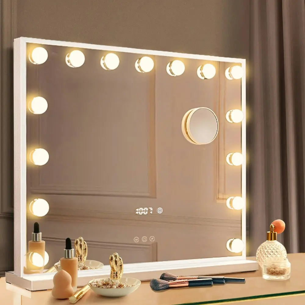 Simplus LED Makeup Mirror Hollywood Light Stand Wall Mounted Vanity Mirrors Decor Dimmable 14 Bulbs