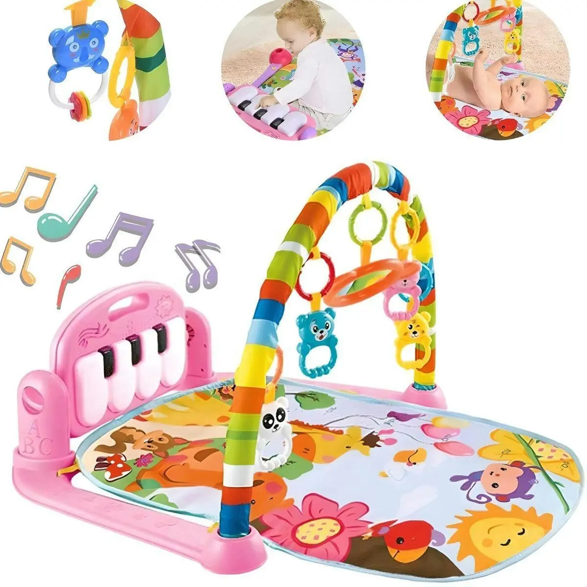 Toddly Kick'n'Play Pink Paradise Baby Activity Play Mat with Musical Light