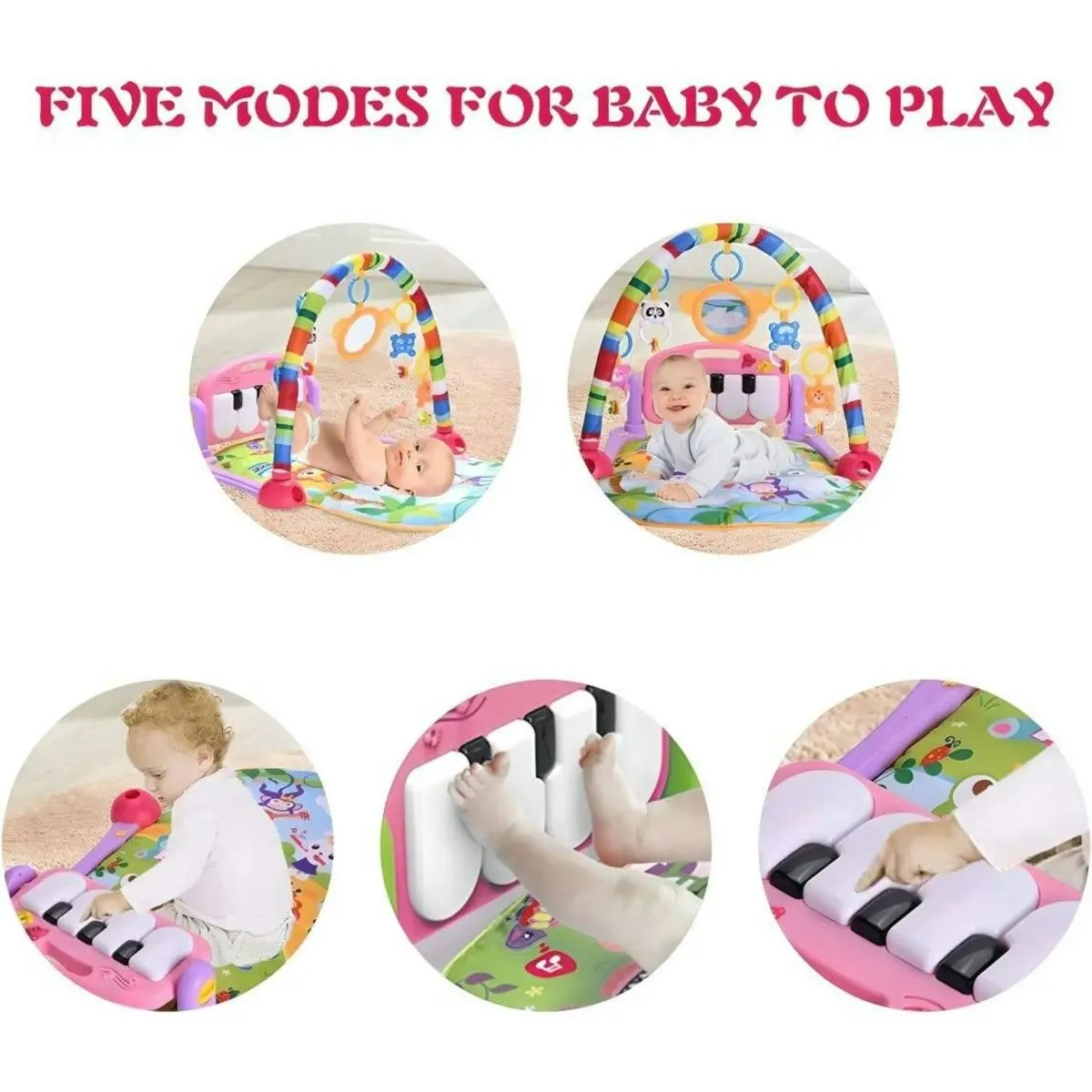 Toddly Kick'n'Play Pink Paradise Baby Activity Play Mat with Musical Light