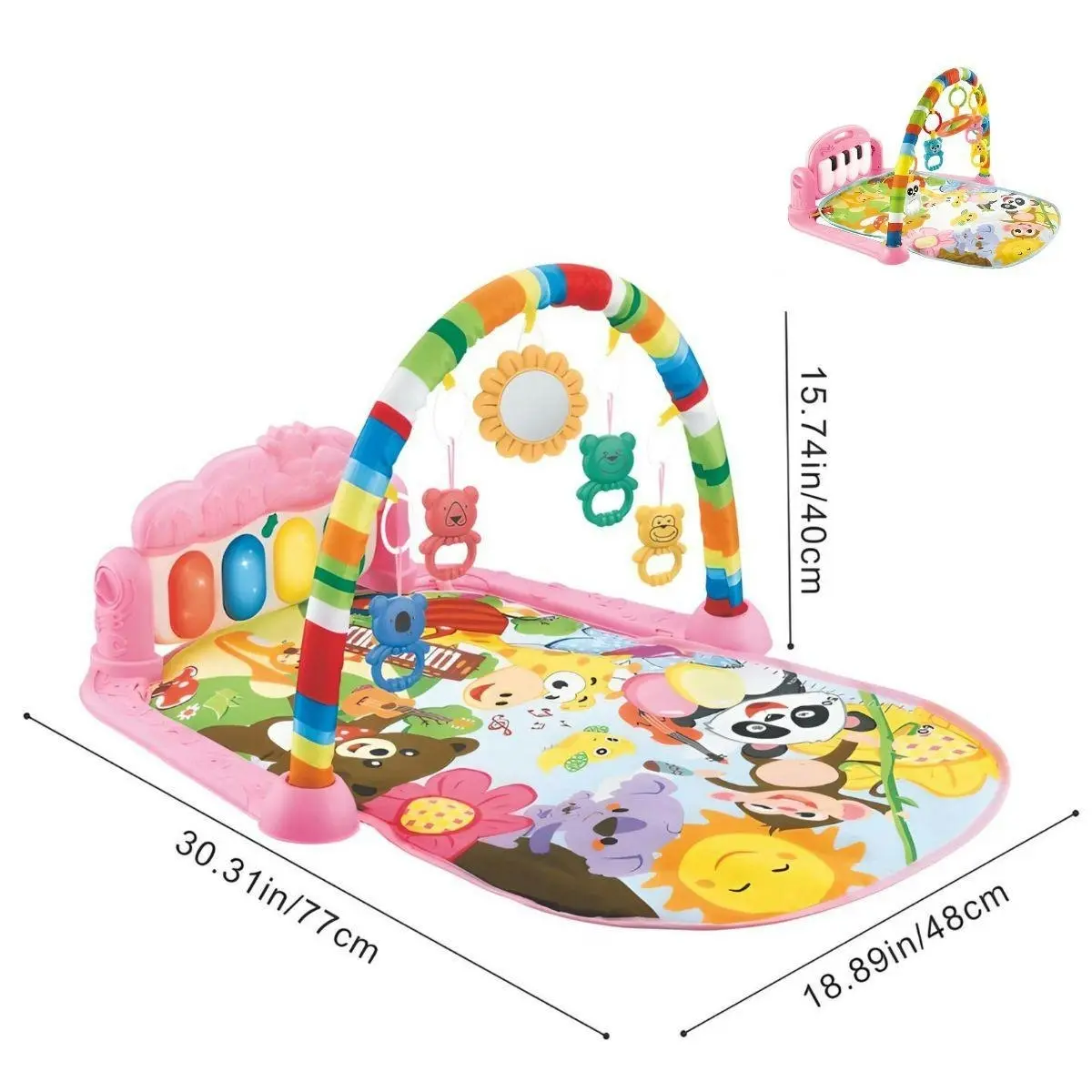 Toddly Kick'n'Play Pink Paradise Baby Activity Play Mat with Musical Light