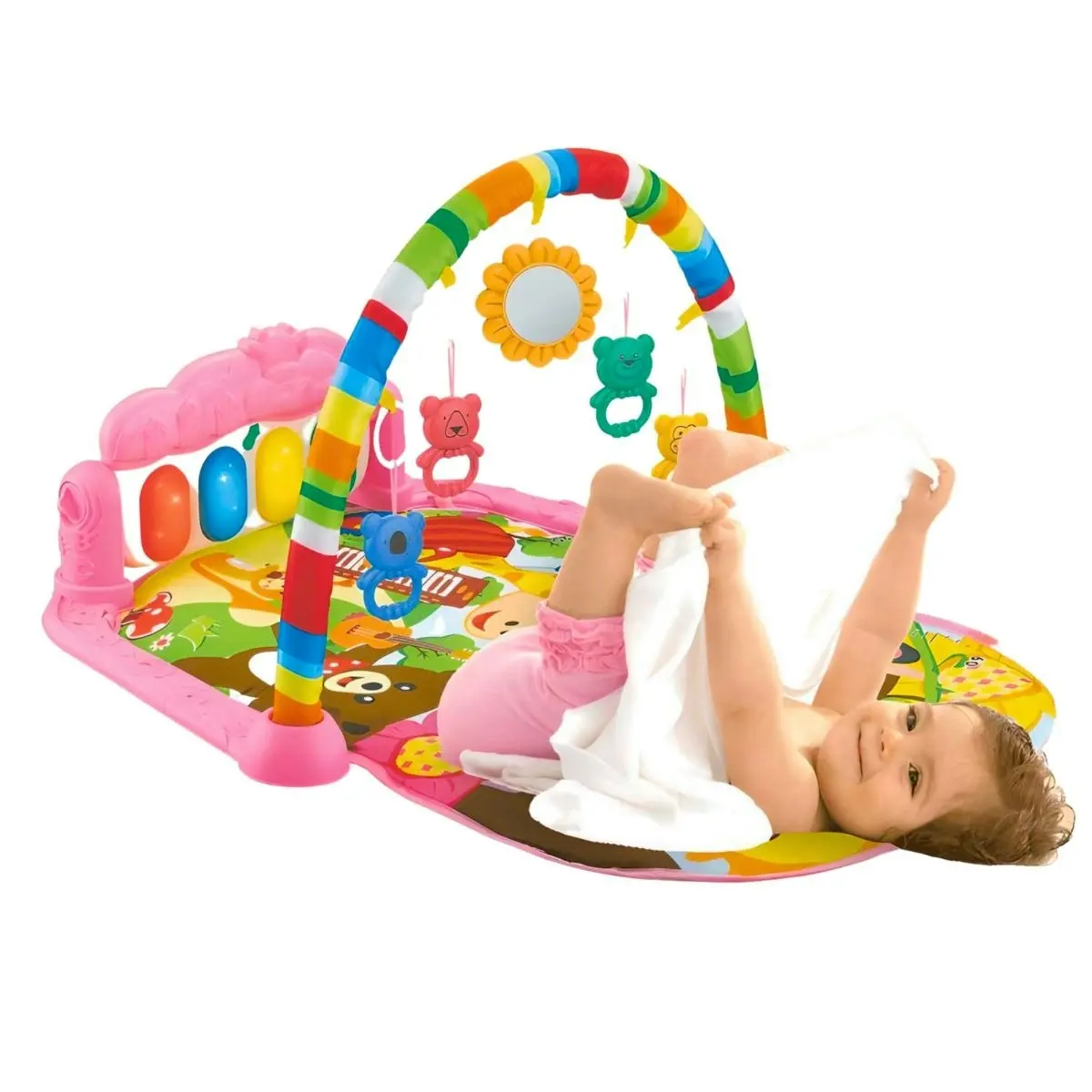 Toddly Kick'n'Play Pink Paradise Baby Activity Play Mat with Musical Light