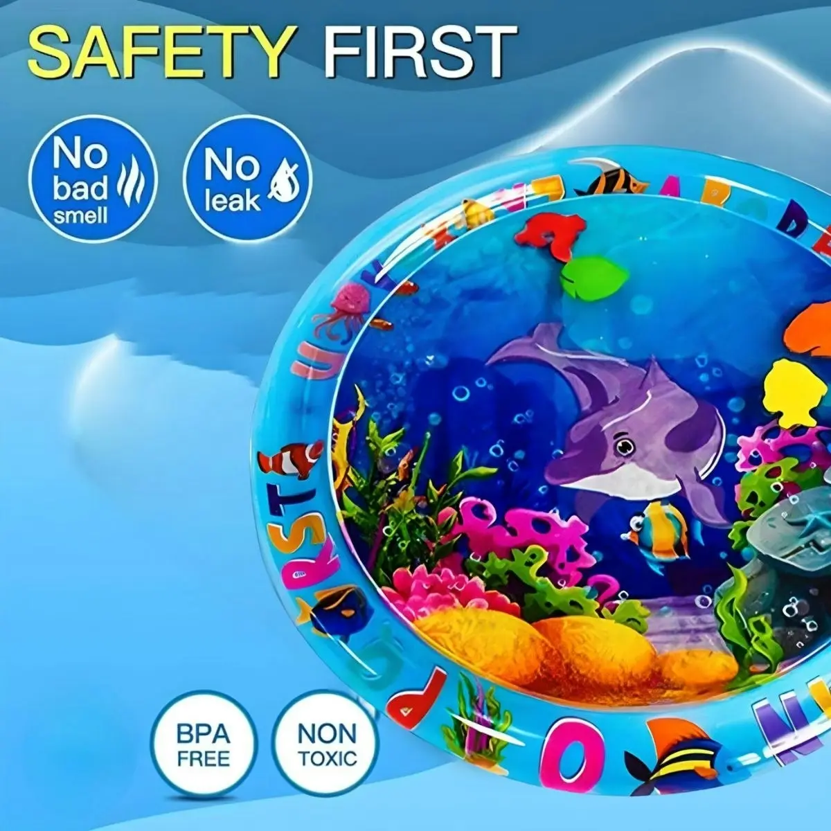 Toddly SplashCircle Round Tummy Time Water Mat Baby Sensory Play Mat