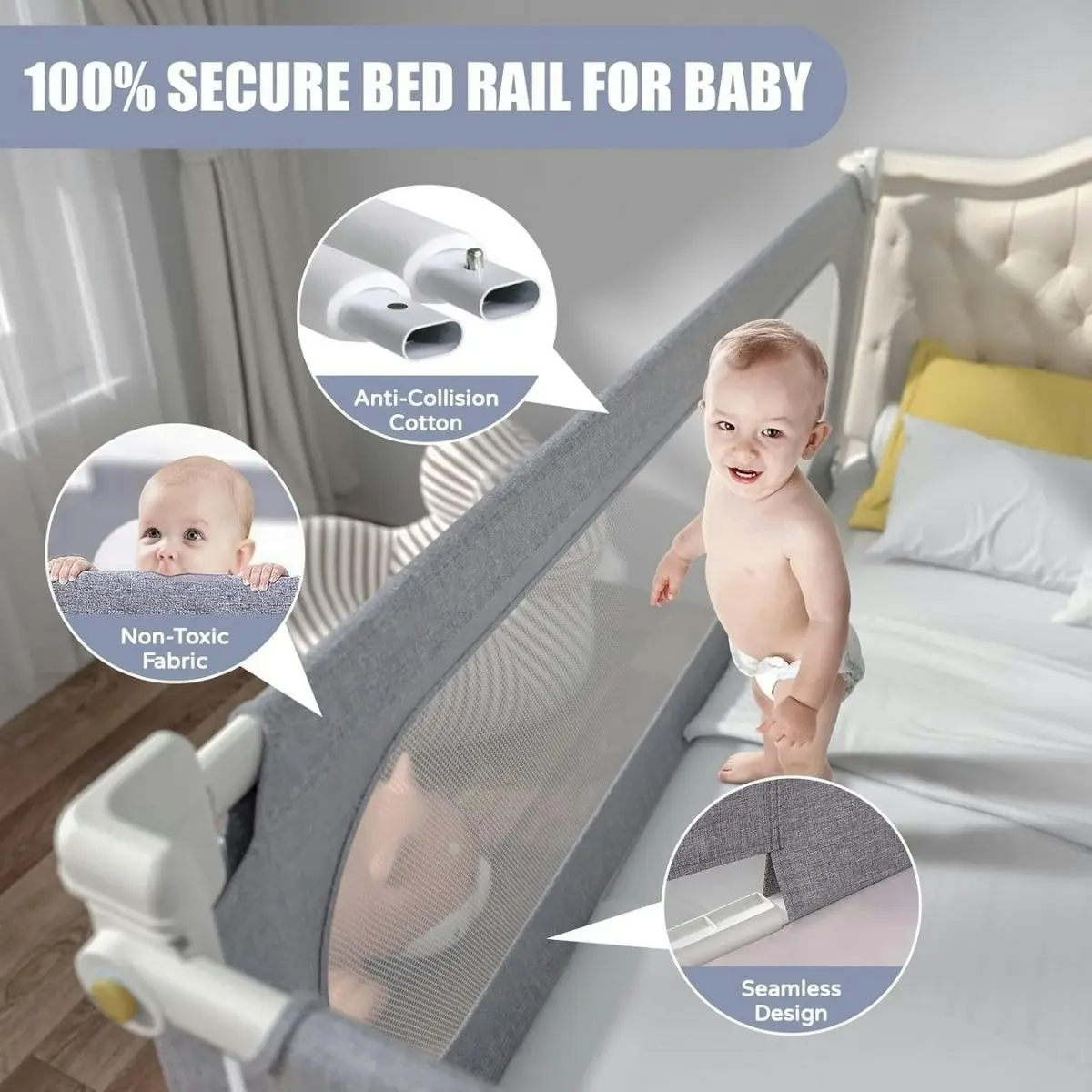 Toddly DreamGuard Adjustable Bed Rail Sets for Secure & Peaceful Nights